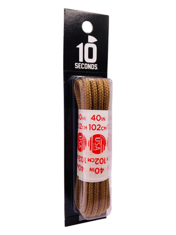 10 Seconds ® Athletic Round Laces Dark Tan | Blister Pack