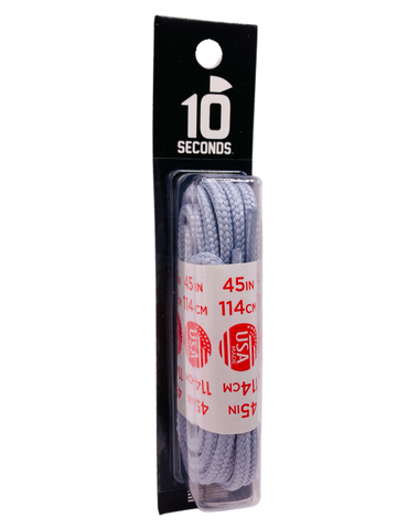 10 Seconds ® Athletic Round Laces | Silver - Blister Pack