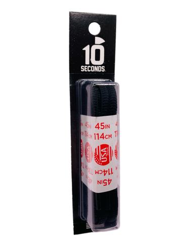 10 Seconds ® Athletic Oval Athletic Laces | Black - Blister Pack
