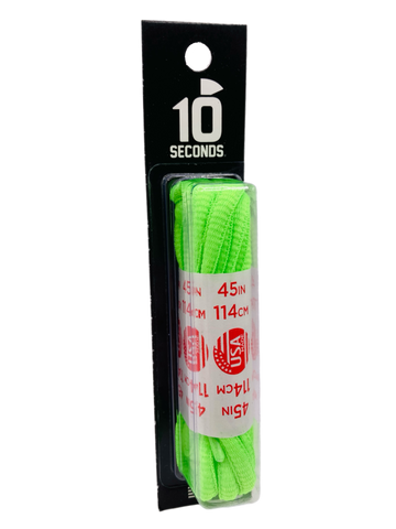 10 Seconds ® Athletic Oval Athletic Laces | Neon Green - Blister Pack