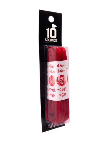 10 Seconds ® Athletic Oval Athletic Laces | Red - Blister Pack