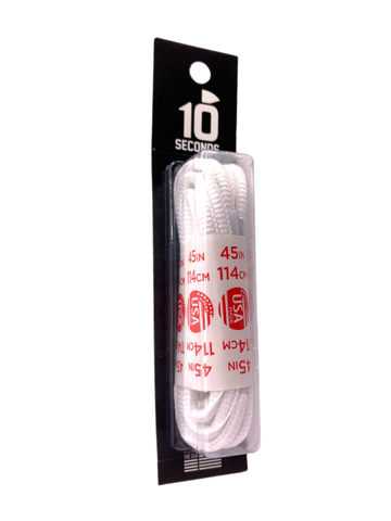 10 Seconds ® Athletic Oval Athletic Laces | White - Blister Pack