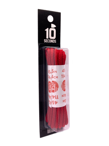 10 Seconds ® Athletic Round Laces | Red - Blister Pack