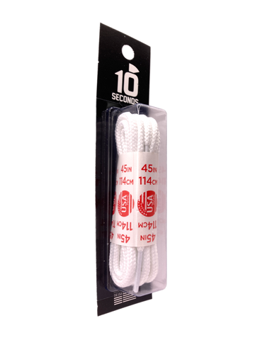 10 Seconds ® Athletic Round Laces | White - Blister Pack