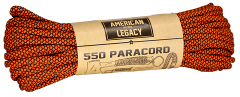 American Legacy ® 550 Paracord Bundles | Black/Orange Diamondback - 50 ft