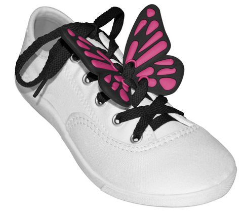 ShoeFlys ® Funsets™ | Butterflies Black & Hot Pink with Black Laces