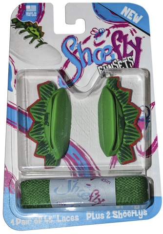 ShoeFlys ® Funsets™ | Stegosaurus Dino with Green Laces