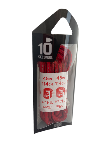 10 Seconds ® Reflexall ® Athletic Oval Laces | Red Reflective