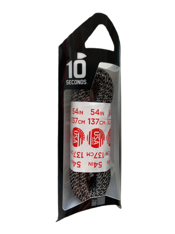 10 Seconds ® Reflexall ® Athletic Jumbo Round Laces |  Black/White Houndstooth Reflective