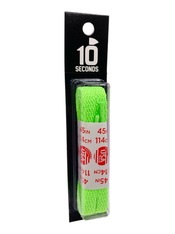 10 Seconds ® All-Pro ® Athletic Flat Laces | Neon Green [Blister Pack]