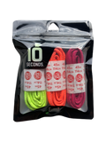 10 Seconds ® Reflexall ® Athletic Oval Laces |  Neon Yellow/Hot Red/Fuschia Reflective Multi-Pack