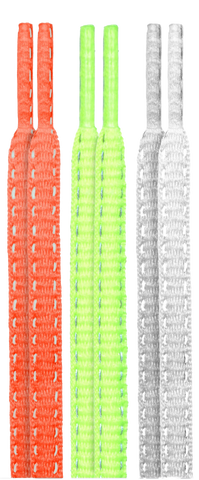 10 Seconds ® Reflexall ® Athletic Oval Laces | Hot Red/Neon Yellow/White Reflective Multi-Pack