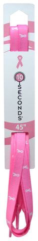 10 Seconds® Classic Flat Laces | White on Pink Printed - Breast Cancer Awareness