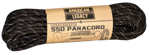 American Legacy ® Reflexall ® 550 Paracord Bundles | Black Reflective - 50 ft