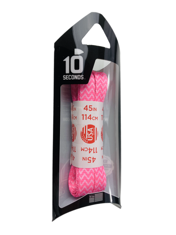10 Seconds ® Athletic Printed Flat Laces | White/Pink Chevron