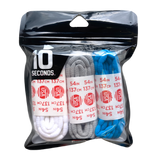 10 Seconds® Athletic Bubble Laces | White/Silver/Neon Blue Multi-Pack