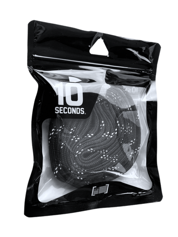 10 Seconds ® Athletic Hockey / Skate / Lacrosse Lace | Black/White