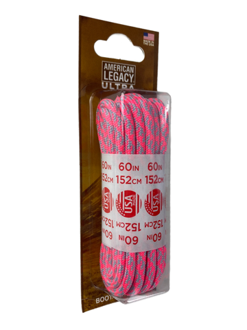 American Legacy ® Ultra Rope Laces | Neon Pink/Silver Houndstooth