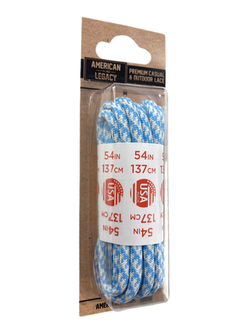 American Legacy ® Premium Rope Laces | Carolina Blue/Ivory Houndstooth