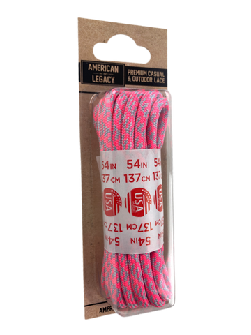 American Legacy ® Premium Rope Laces | Neon Pink/Silver Houndstooth