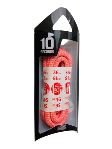 10 Seconds ® Athletic Jumbo Round Laces | Hot Red/Silver Herringbone