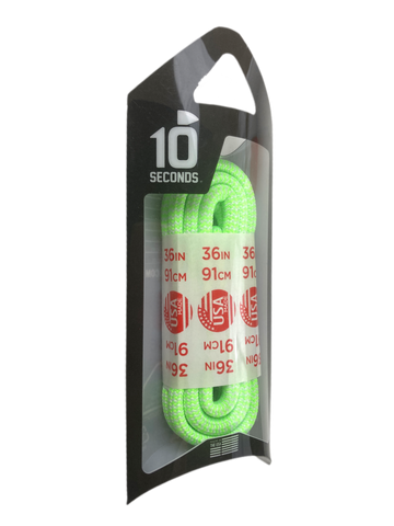 10 Seconds ® Athletic Jumbo Round Laces | Neon Green/White Herringbone