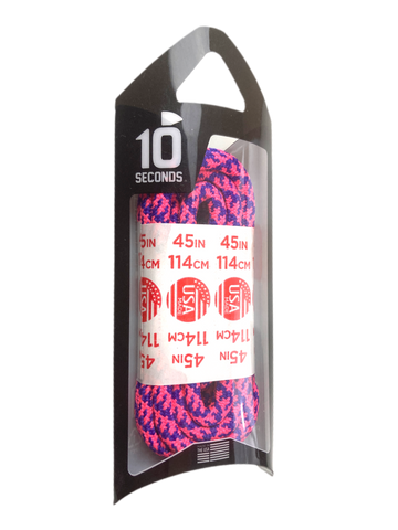 10 Seconds ® Athletic Jumbo Round Laces | Purple/Neon Pink Houndstooth