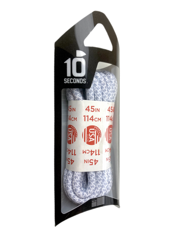 10 Seconds ® Athletic Jumbo Round Laces | Silver/White Honeycomb