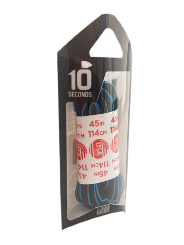 10 Seconds ® Athletic Oval Laces | Black/Neon Blue Piping