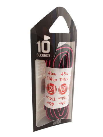 10 Seconds ® Athletic Oval Laces | Black/Neon Fuchsia Piping