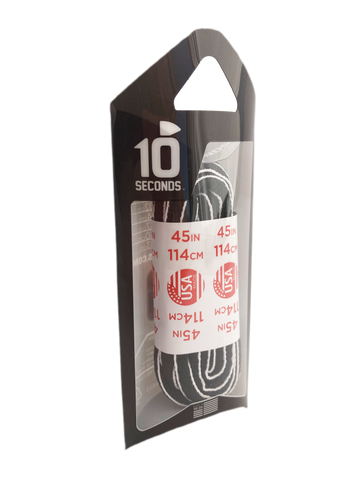 10 Seconds ® Athletic Oval Laces | Black/White Piping