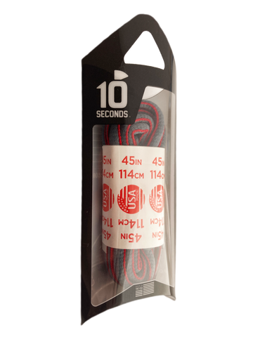 10 Seconds ® Athletic Oval Laces | Grey/Red Piping