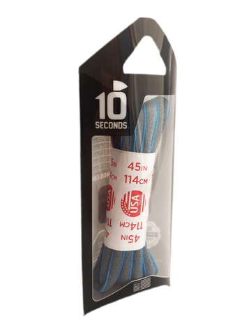10 Seconds ® Athletic Oval Laces | Grey/Neon Blue Piping