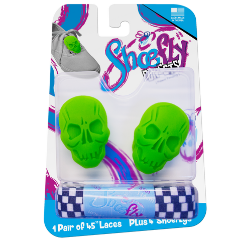 ShoeFlys ® Funsets ™ | Skulls with Checkered Printed Laces [DISCONTINUED]