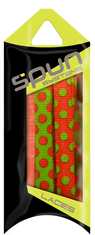 Spun™ 3/8" Printed ShoeLaces - Pink/Green Dots