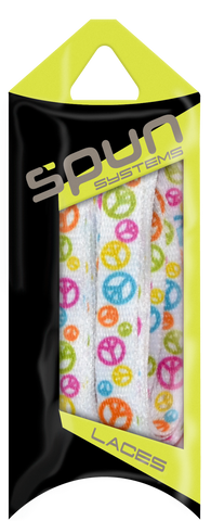 Spun™ 3/8" Printed ShoeLaces - White Peace Signs