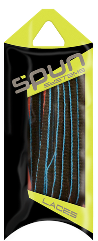 Spun™ Piped Oval Athletic ShoeLaces - Black & Neon Blue