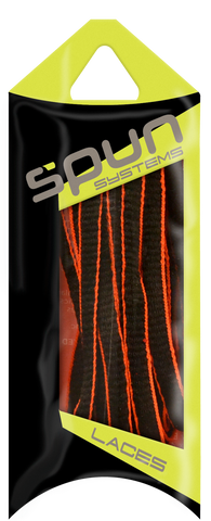 Spun™ Piped Oval Athletic ShoeLaces - Black & Neon Orange