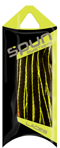 Spun™ Piped Oval Athletic ShoeLaces - Black & Neon Yellow