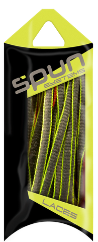 Spun™ Piped Oval Athletic ShoeLaces - Grey & Neon Green